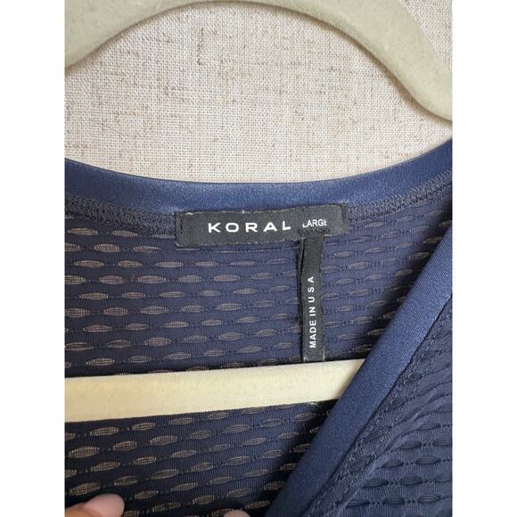 Koral Muscle Netz Midnight Blue Fitted Sleeveless Tank Top Size Large - Picture 5 of 6